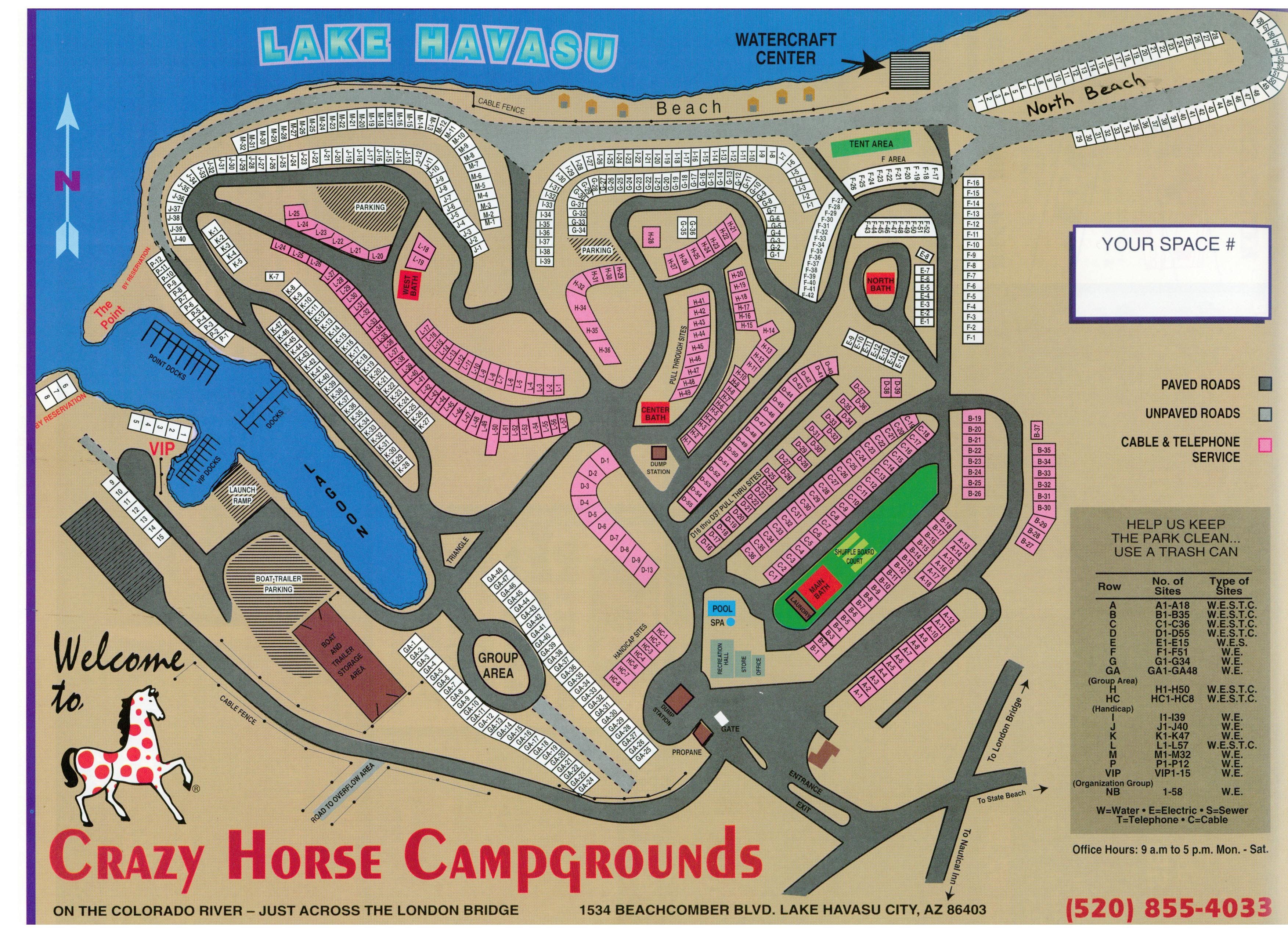 Crazy Horse Campgrounds, Lake Havasu City, AZ GPS, Campsites, Rates