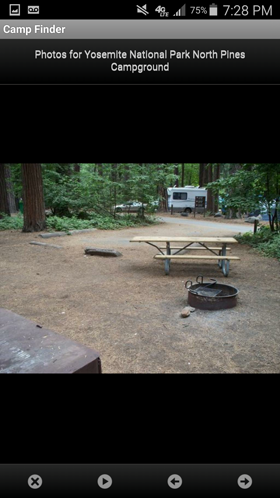Camp Finder Android App - Camp Site at Yosemite National Park North Pines Campground