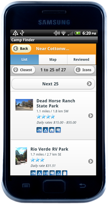 Camp Finder on Droid Camp Finder on Droid
