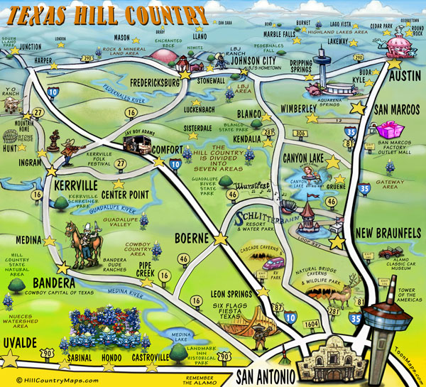 Map of Texas Hill Country