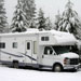 RV Class C Motorhome covered in snow