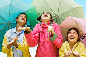 Kids playing in the rain