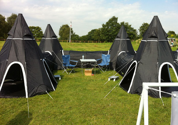 Black Gigwam Tent System in U shape configuration