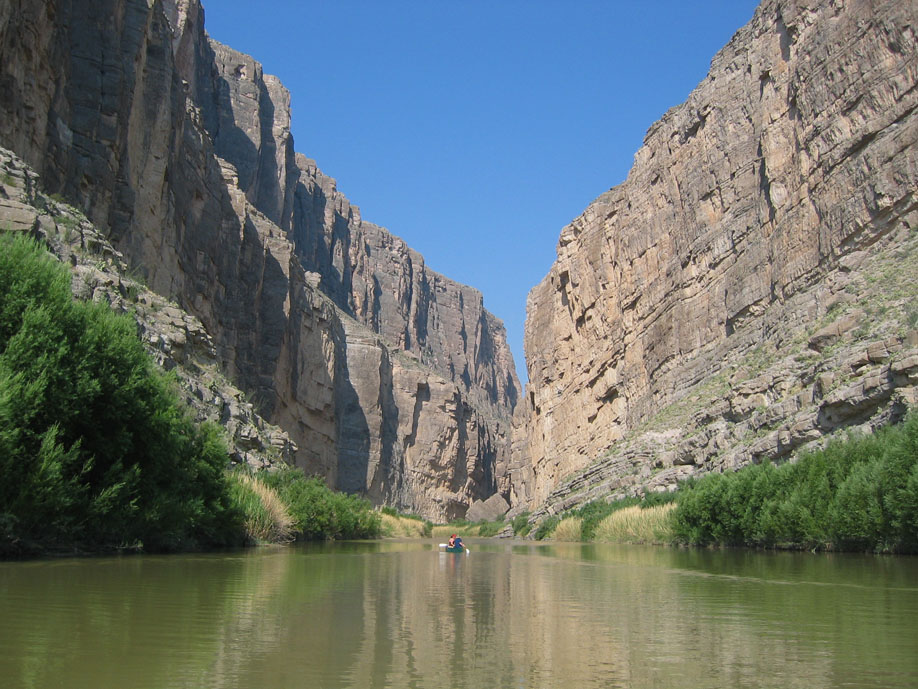 Canoeing through Santa Elena Canyon on the Rio Grande in Big Bend National Park
