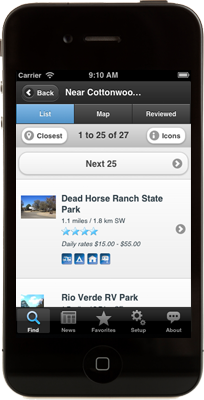 Camp Finder on iPhone App Camp Finder on iPhone App
