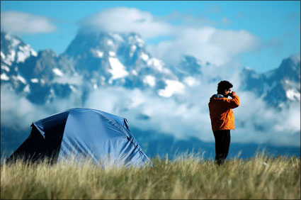 tent with mountain view