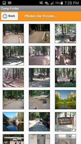 Camp Finder Android App - Yosemite National Park North Pines Campground Photo Gallery