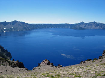 View of Crater Lake and Wizard Island from Cloudcap Overlook