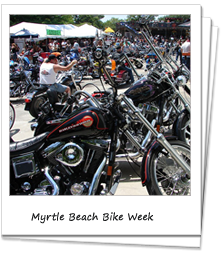 Line of Harley Davidsons at Myrtle Beach Bike Week