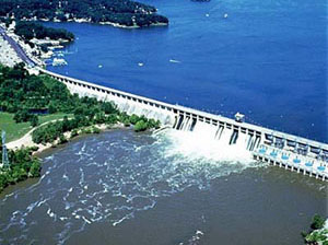 Aerial painting of Bagnell Dam