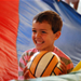 A child plays parachute