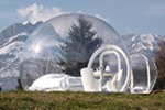 The BubbleTree tent pitched near mountains
