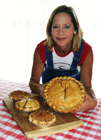 Beth Howard holds a pie