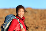 Smiling Lady hiker with backpack