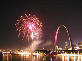 4th of July fireworks over the St. Louis Arch, Missouri