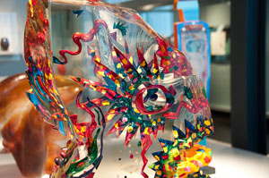 Colorful glass fish at the Corning Glass Museum