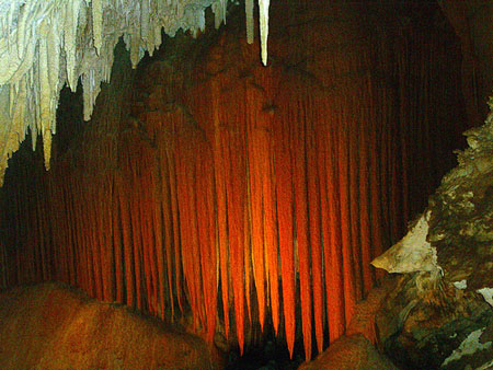 Drapery formations in Jewel Cave
