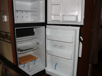 New empty and clean RV refrigerator
