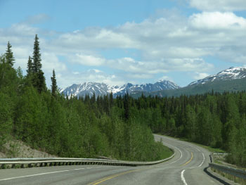 Parks Highway Alaska with views of Alaska's Range