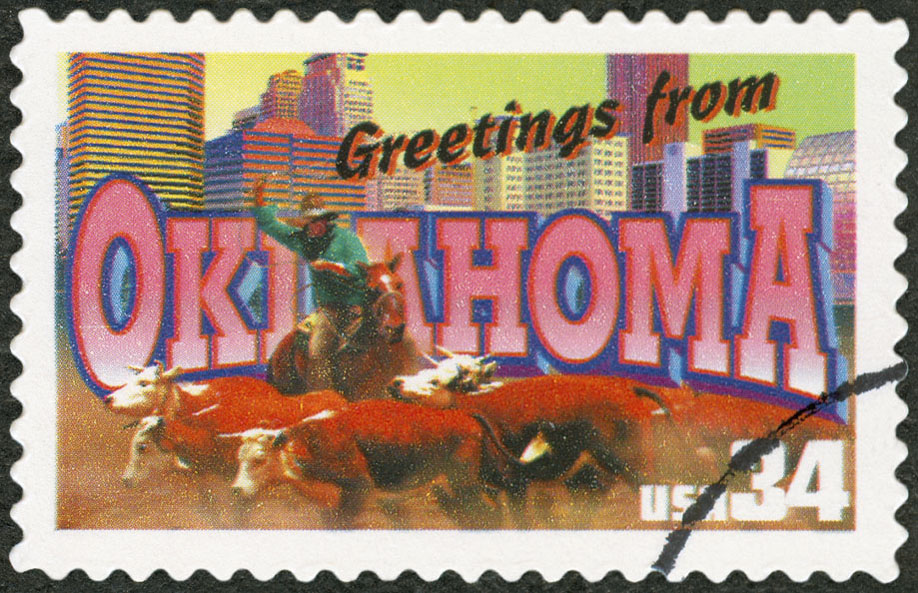 Greetings from Oklahoma vintage postage stamp