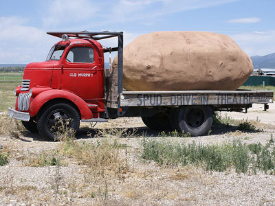 Large potatoe on a truck at Spud Drive-In Theater, Driggs Idaho