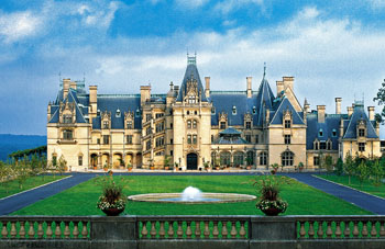 Palatial Biltmore Estate, manicured garden and house