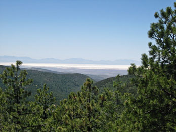 View of White Sands and Tularosa Basin from Osha Trail