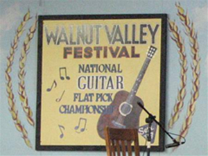 A Walnut Valley Festival sign