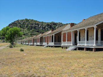 Row of houses that make up the living quarters at Fort Davis National Historic Site