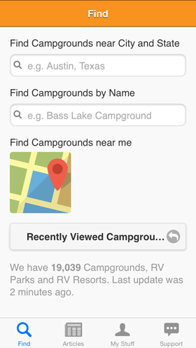 Camp Finder App - Campground search