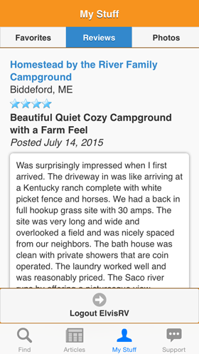 Camp Finder App - Personal reviews on campgrounds, RV parks and RV resorts