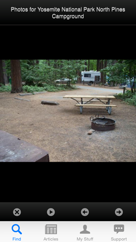 Camp Finder App - Photo of a campsite at Yosemite National Park North Pines Campground