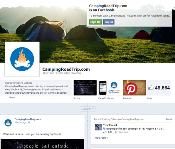 CampingRoadTrip.com Facebook page