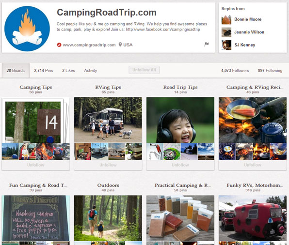 CampingRoadTrip.com Pinterest Page