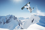 Snowboarder doing a flip
